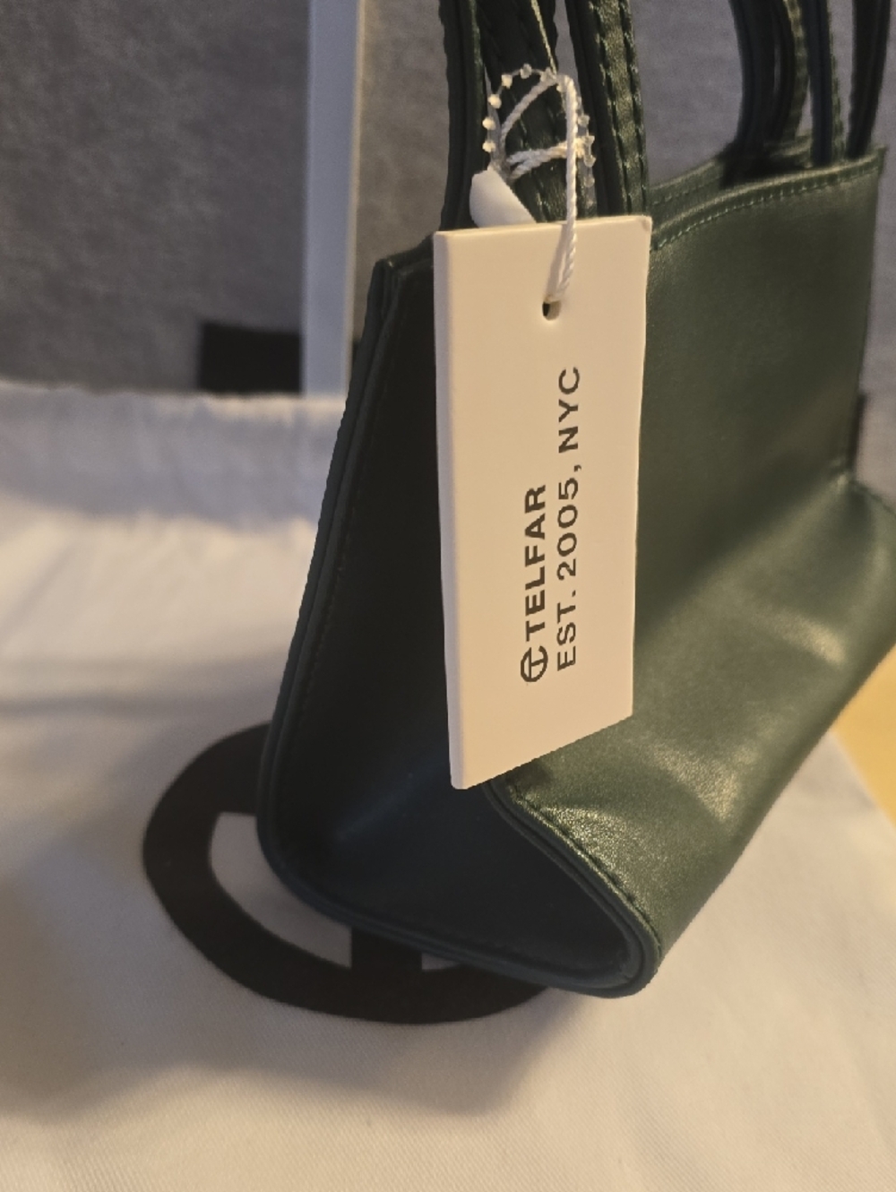 TELFA Green Women's Leather Crossbody Bag - Embossed Logo - Picture 5 of 6